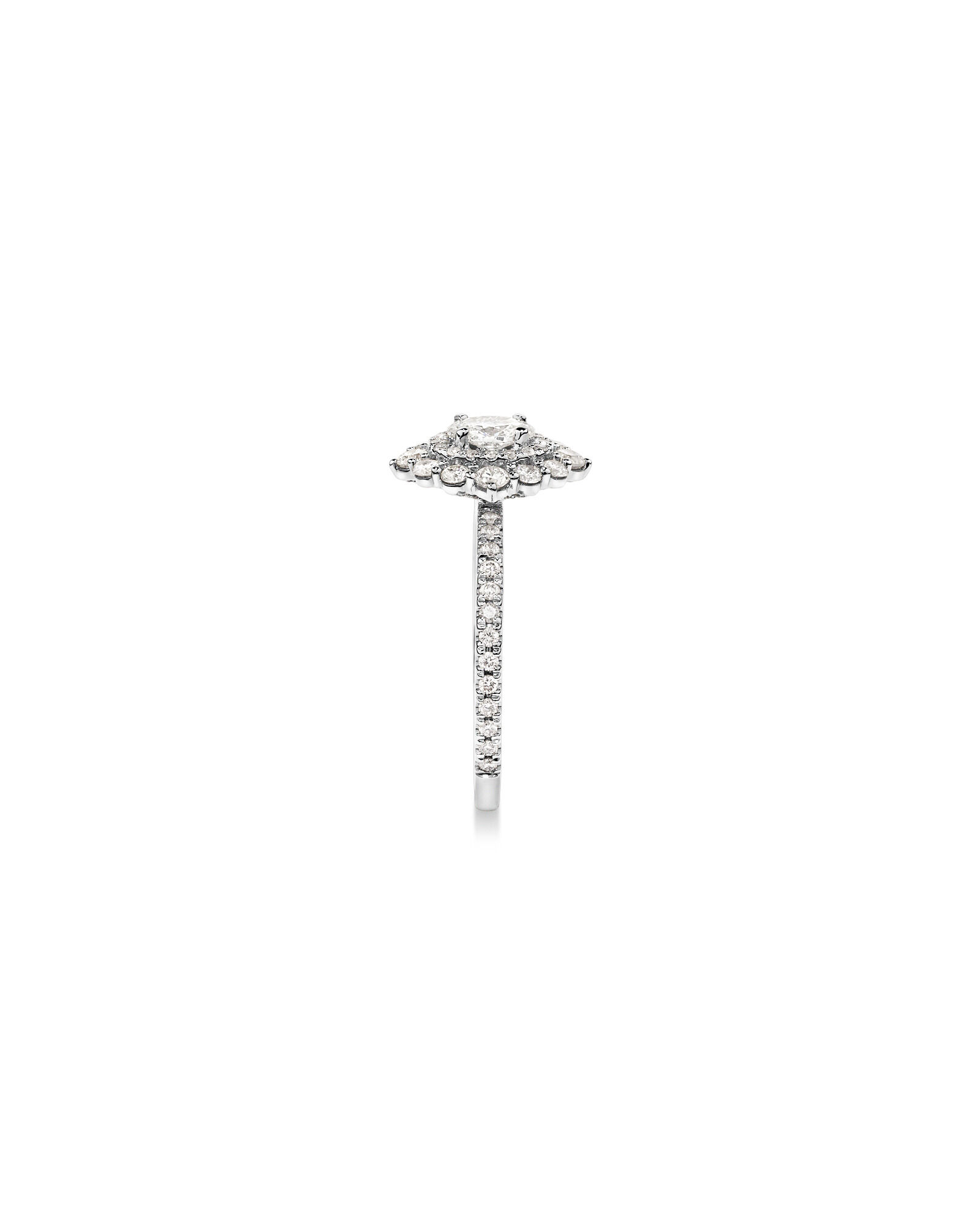 1.04 Carat TW Oval Cut Diamond Fancy Halo Engagement Ring in 14kt White Gold