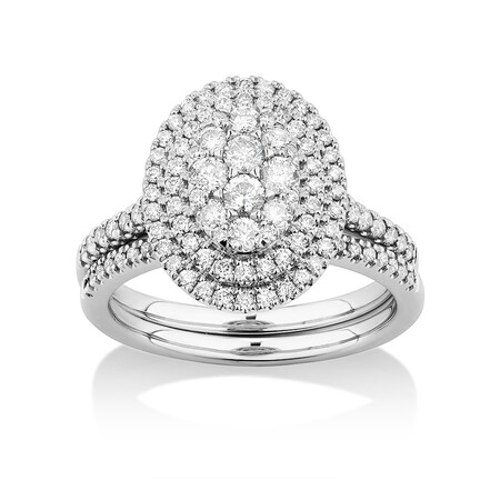 Oval Cluster Bridal Set with 1.0 Carat TW of Diamonds in 14kt White Gold Oval Cluster Bridal Set with 1.0 Carat TW of Diamonds in 14kt White Gold