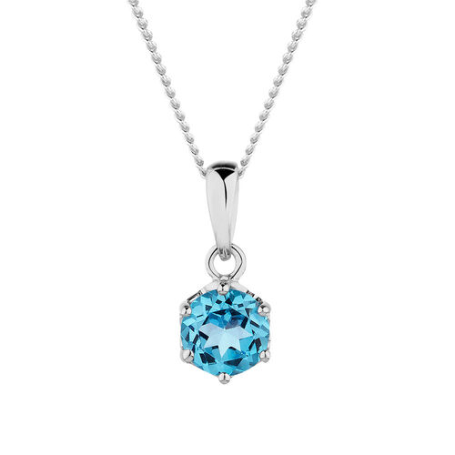 Pendant with Blue Topaz in 10kt White Gold