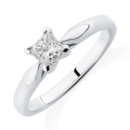 Evermore Engagement Ring with 0.50 Carat TW Diamond Solitaire in 14kt White Gold Evermore Engagement Ring with 0.50 Carat TW Diamond Solitaire in 14kt White Gold