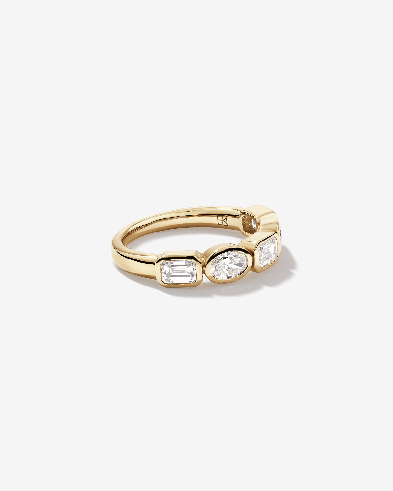 1.50 Carat TW Bezel Set Emerald and Oval Cut Lab-Grown Diamond Wedding Band in 14kt Yellow Gold