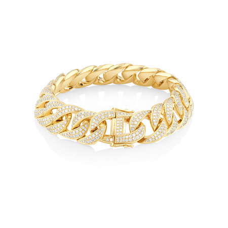 21cm (8.5") Diamond Set Curb Bracelet with 7.05 Carat TW of Diamonds In 10kt Yellow Gold