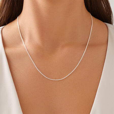 50cm (20") 1mm-1.5mm Width Curb Chain in Sterling Silver 50cm (20") 1mm-1.5mm Width Curb Chain in Sterling Silver