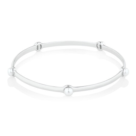 Bangle with Cultured Freshwater Pearls in Sterling Silver