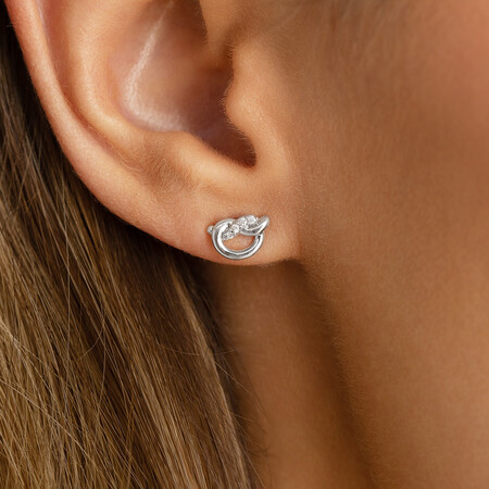 Mini Knot Stud Earrings with Diamonds in Sterling Silver Mini Knot Stud Earrings with Diamonds in Sterling Silver