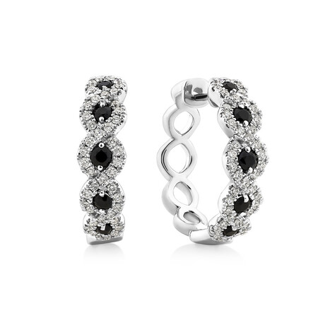 Earrings with Blue Sapphire & 0.55 Carat TW Diamonds in 14kt White Gold Earrings with Blue Sapphire & 0.55 Carat TW Diamonds in 14kt White Gold