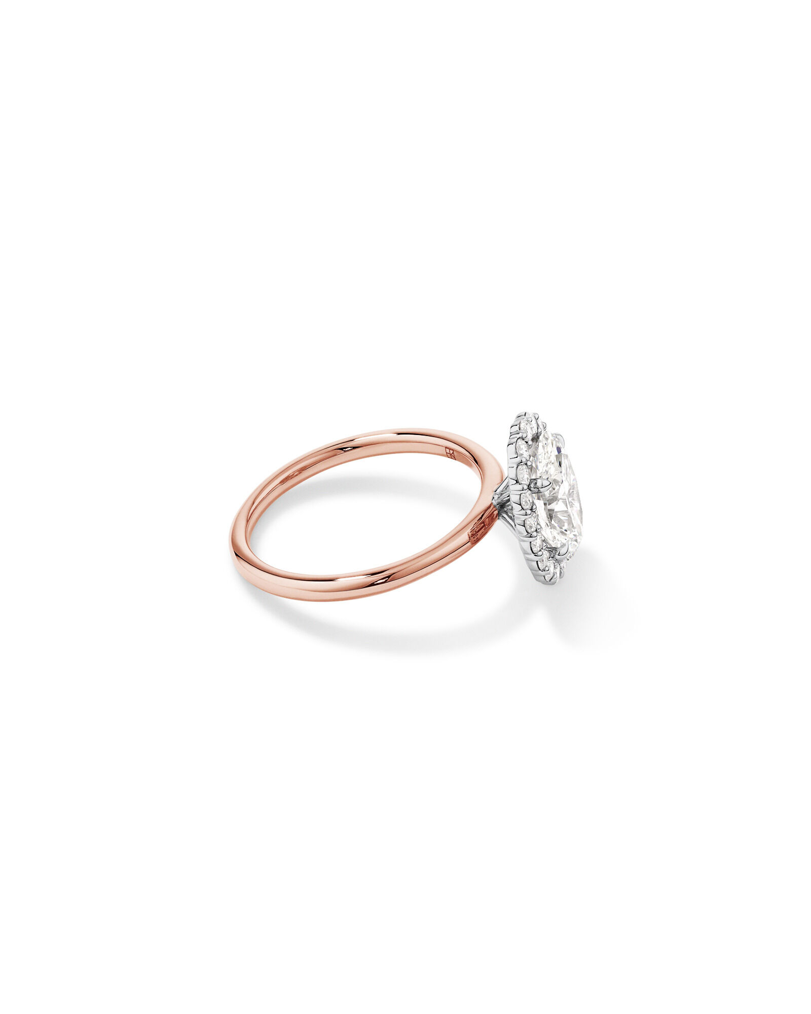 Bague de fiançailles en halo de diamants cultivés en laboratoire TW de 2,34 carats en or rose et blanc 14 carats