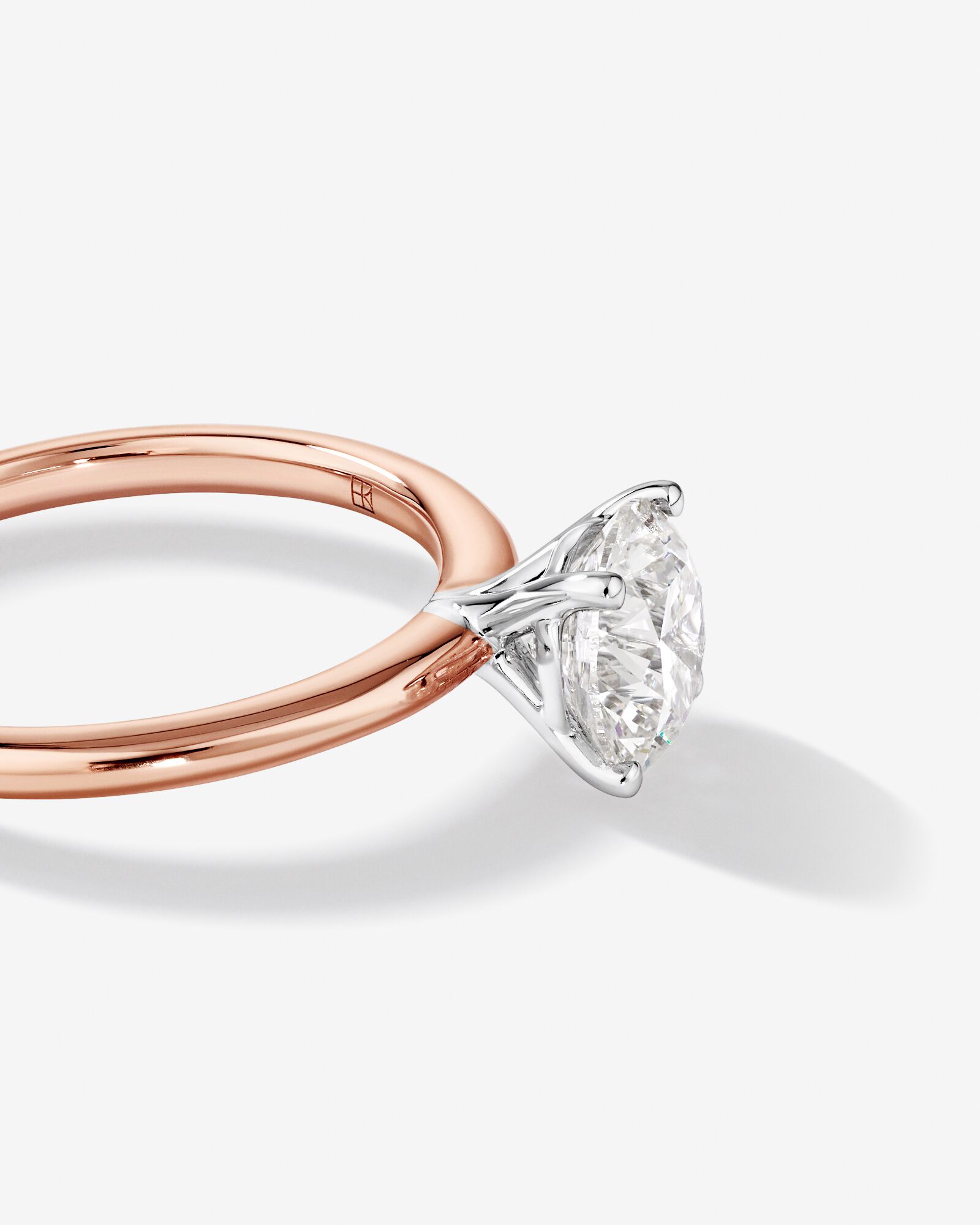 Bague de fiançailles solitaire ronde en diamant brillant de laboratoire TW de 1,50 carat en or rose et blanc 14 carats