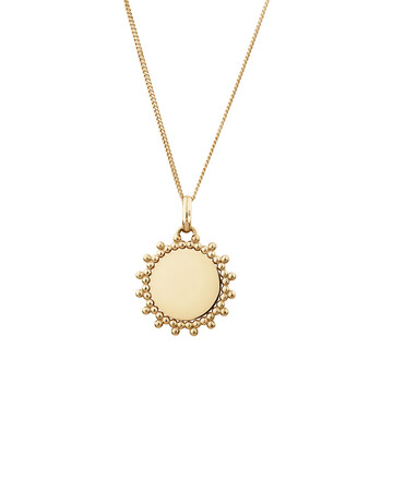 Engravable Beaded Disc Pendant in 10kt Yellow Gold Engravable Beaded Disc Pendant in 10kt Yellow Gold