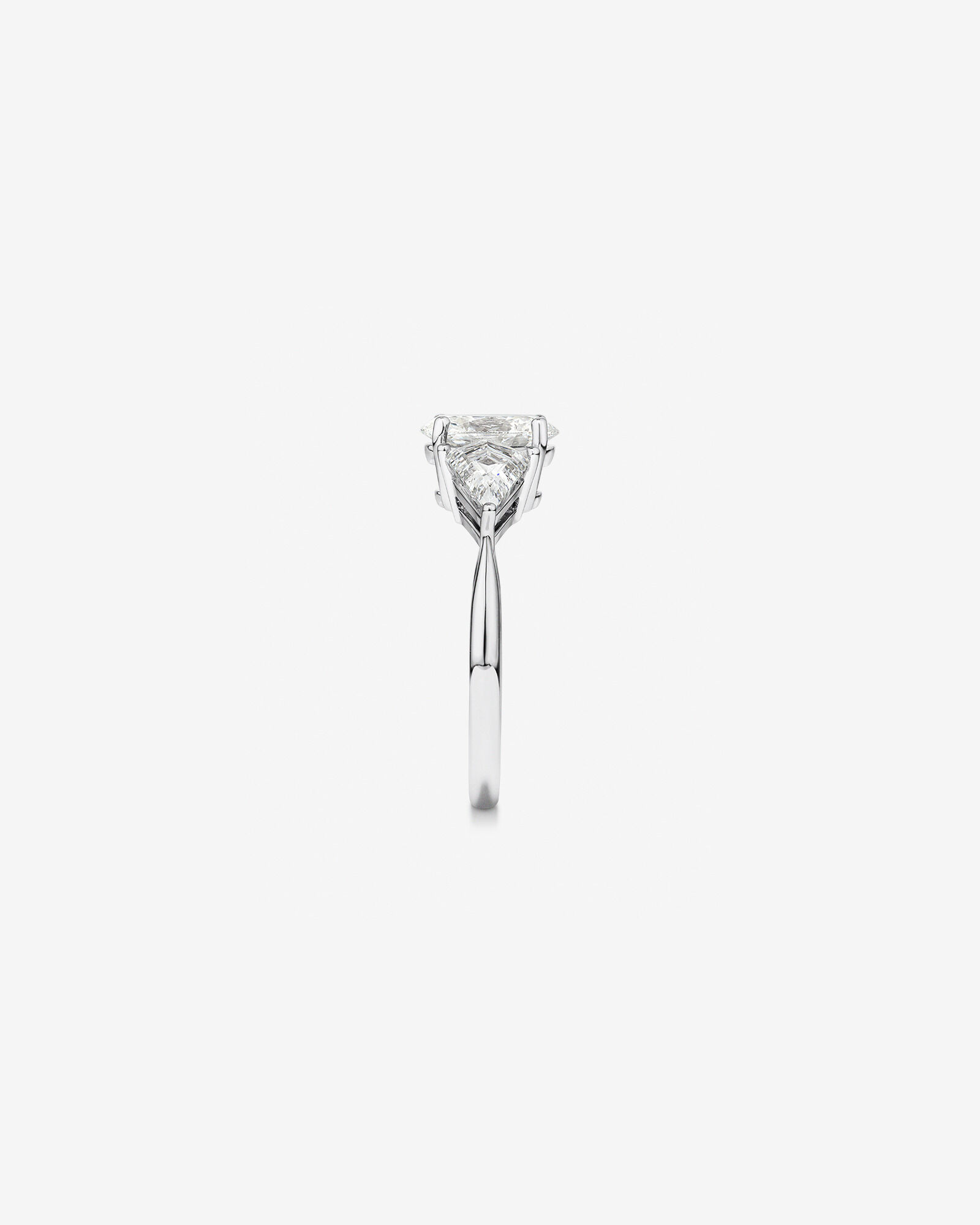 2.25 Carat TW Three Stone Oval and Kite Shaped Laboratory-Grown Diamond Engagement Ring in 14kt White Gold