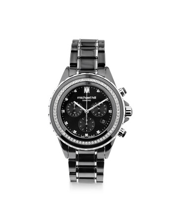 Unisex Chronograph Watch with 1/2 Carat TW of Diamonds in Black Ceramic & Stainless Steel Unisex Chronograph Watch with 1/2 Carat TW of Diamonds in Black Ceramic & Stainless Steel