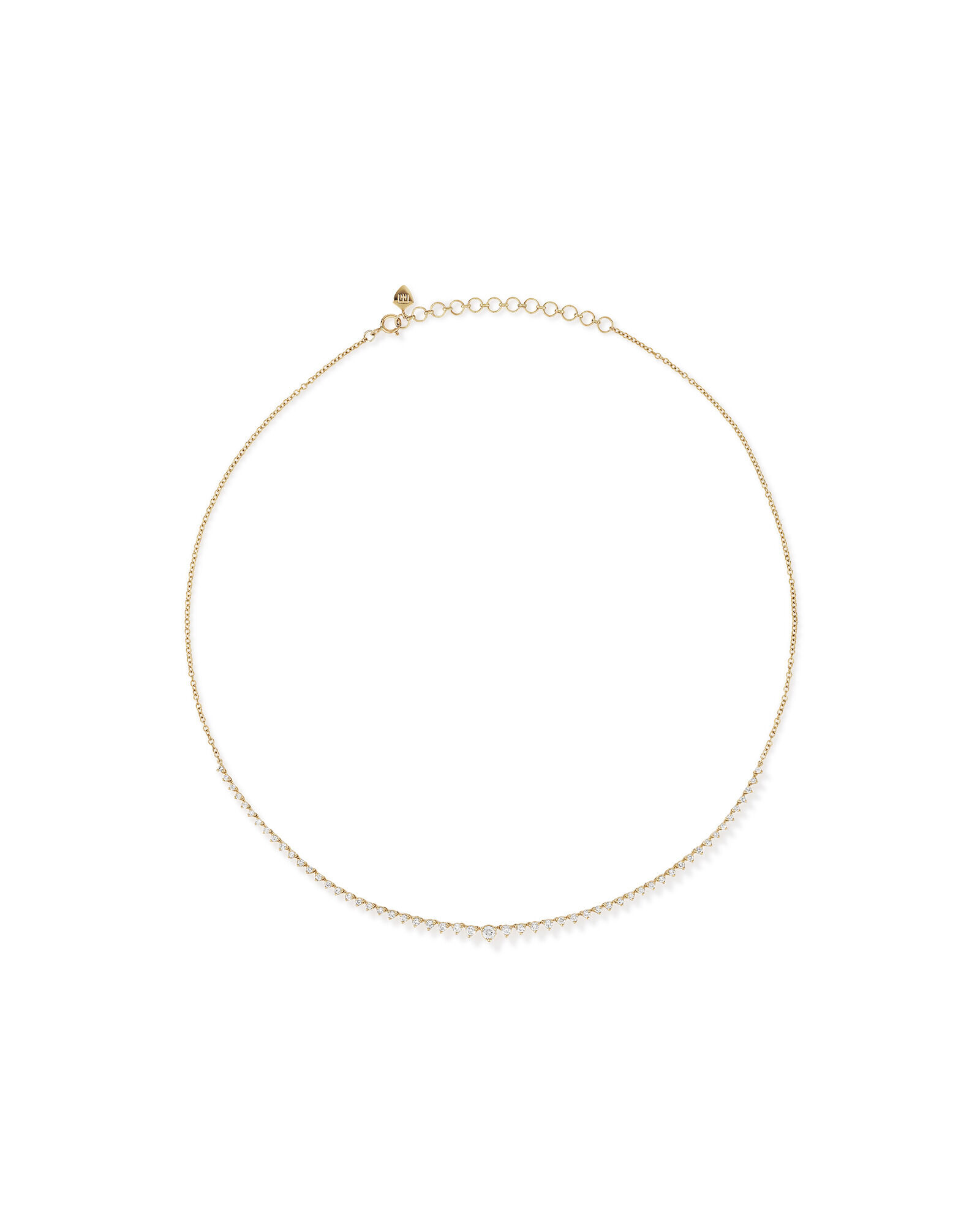 1.00 Carat TW Laboratory-Grown Graduated Diamond Tennis Necklace in 10kt Yellow Gold