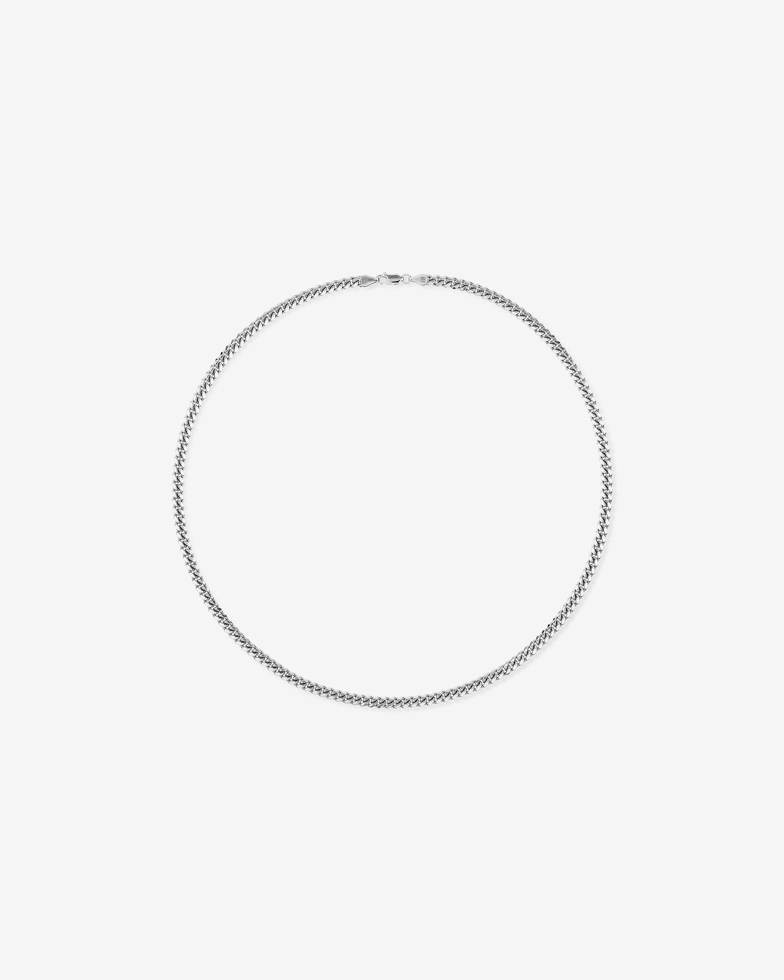 55cm (22") 5.35mm Width Miami Curb Chain Necklace in Sterling Silver