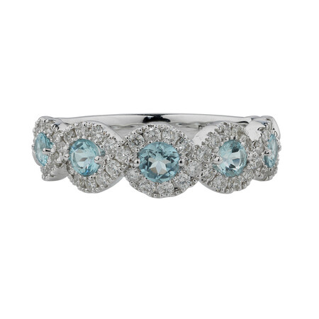 Bubble Ring with 1/2 Carat TW of Diamonds & Natural Aquamarine in 14kt White Gold Bubble Ring with 1/2 Carat TW of Diamonds & Natural Aquamarine in 14kt White Gold