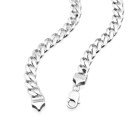 55cm (22") 9mm-9.5mm Width Curb Chain in Sterling Silver 55cm (22") 9mm-9.5mm Width Curb Chain in Sterling Silver