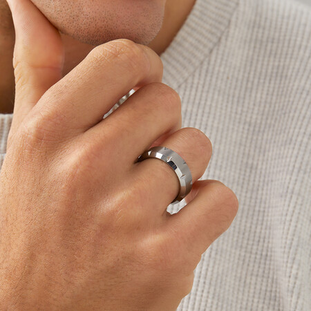 Men’s Ring in Grey Sapphire Tungsten Men’s Ring in Grey Sapphire Tungsten