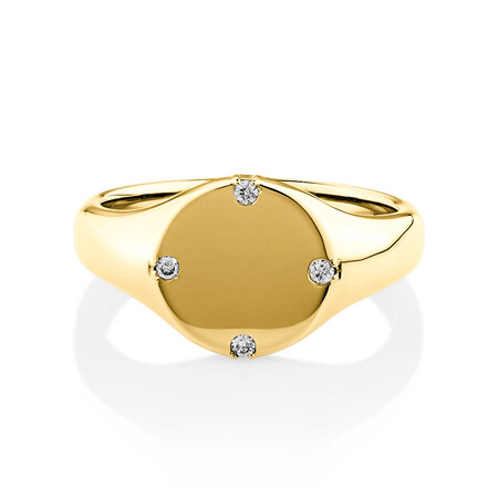 Compass Ring with Diamonds in 10kt Yellow Gold Compass Ring with Diamonds in 10kt Yellow Gold