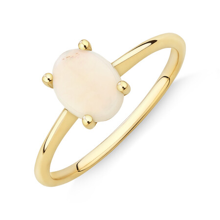 Ring with Natural White Opal in 10kt Yellow Gold Ring with Natural White Opal in 10kt Yellow Gold