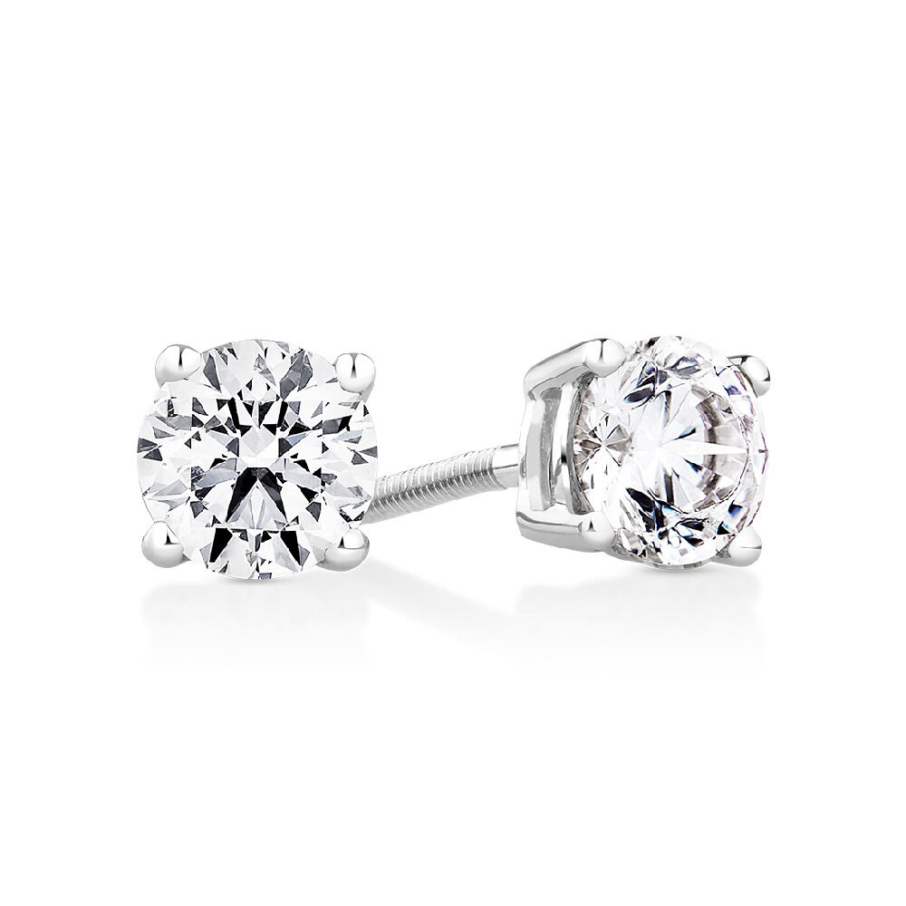 Classic Stud Earrings with 0.96 Carat TW of Diamonds in 14kt White Gold