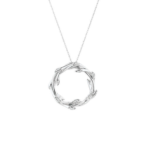 Medium Willow Pendant with Diamonds in Sterling Silver
