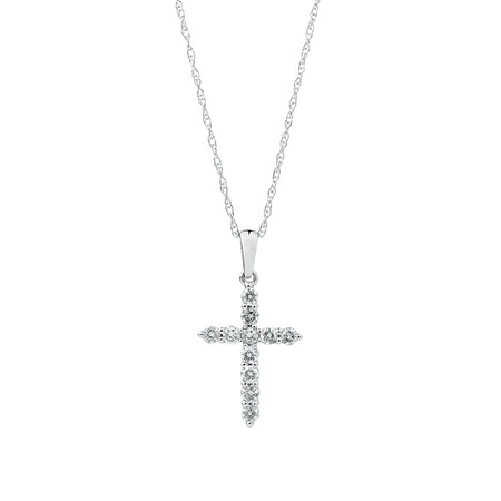 Cross Pendant with 0.25 Carat TW of Diamonds in 10kt White Gold