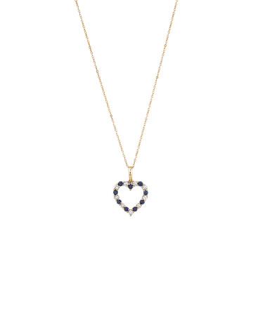 Natural Sapphire Heart Pendant with 0.25 Carat TW of Diamonds in 10kt Yellow Gold Natural Sapphire Heart Pendant with 0.25 Carat TW of Diamonds in 10kt Yellow Gold