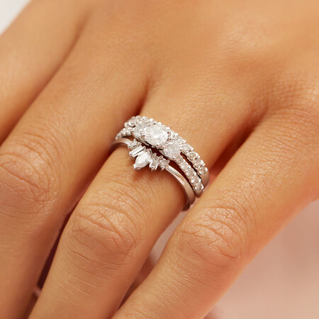 Engagement Ring with 1 Carat TW of Diamonds in 14ct White Gold Engagement Ring with 1 Carat TW of Diamonds in 14ct White Gold