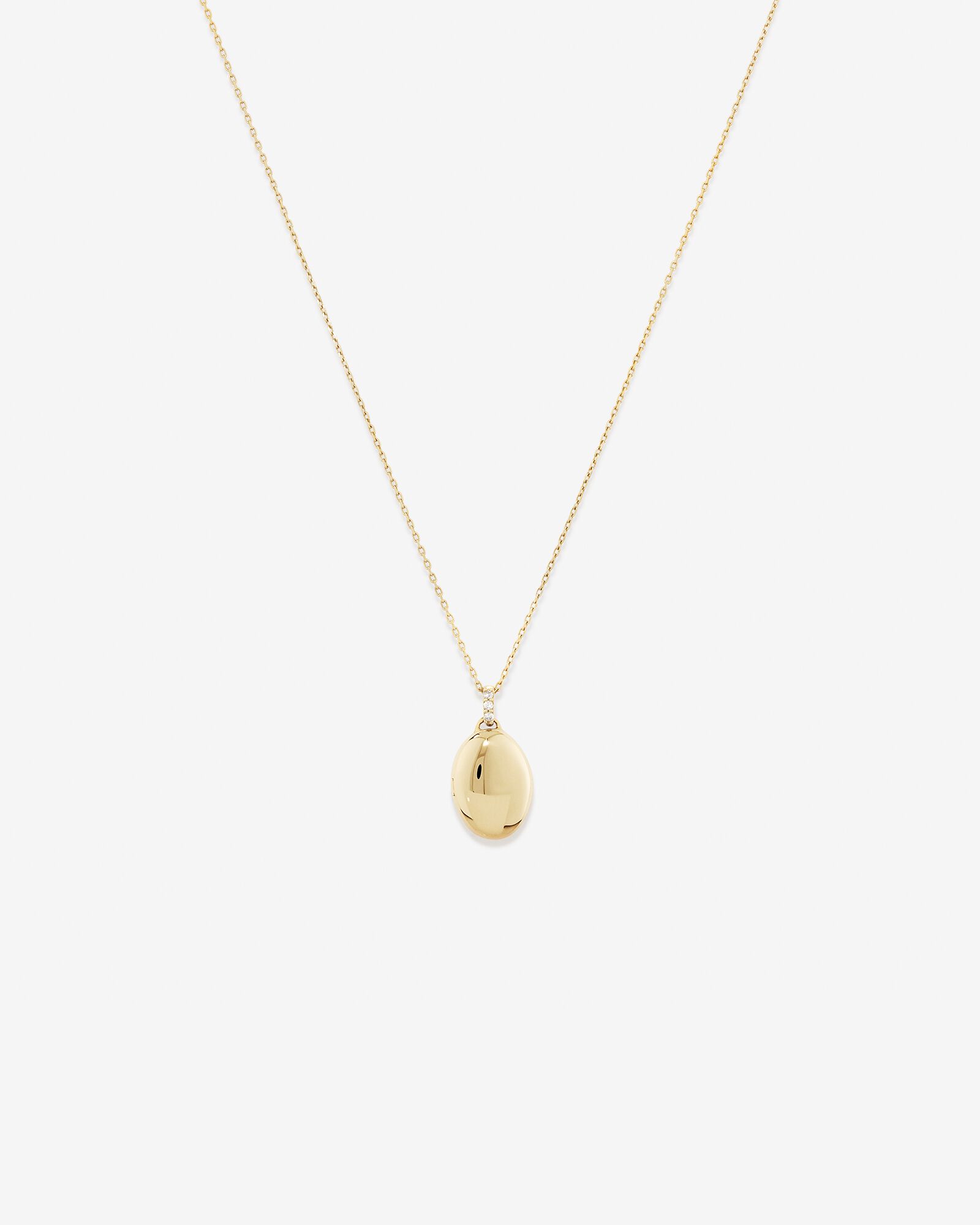 Diamond Accent Oval locket in 10kt Yellow Gold