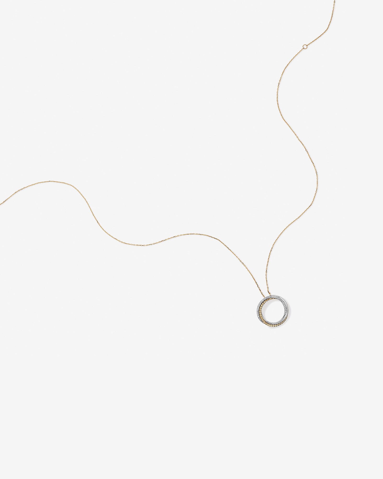 0.11 Carat TW Diamond Triple Circle Crossover Pendant Necklace in Sterling Silver & 10kt Yellow Gold