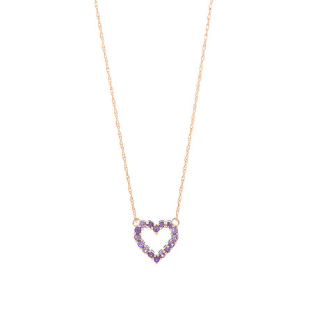Heart Necklace with Amethyst in 10kt Rose Gold