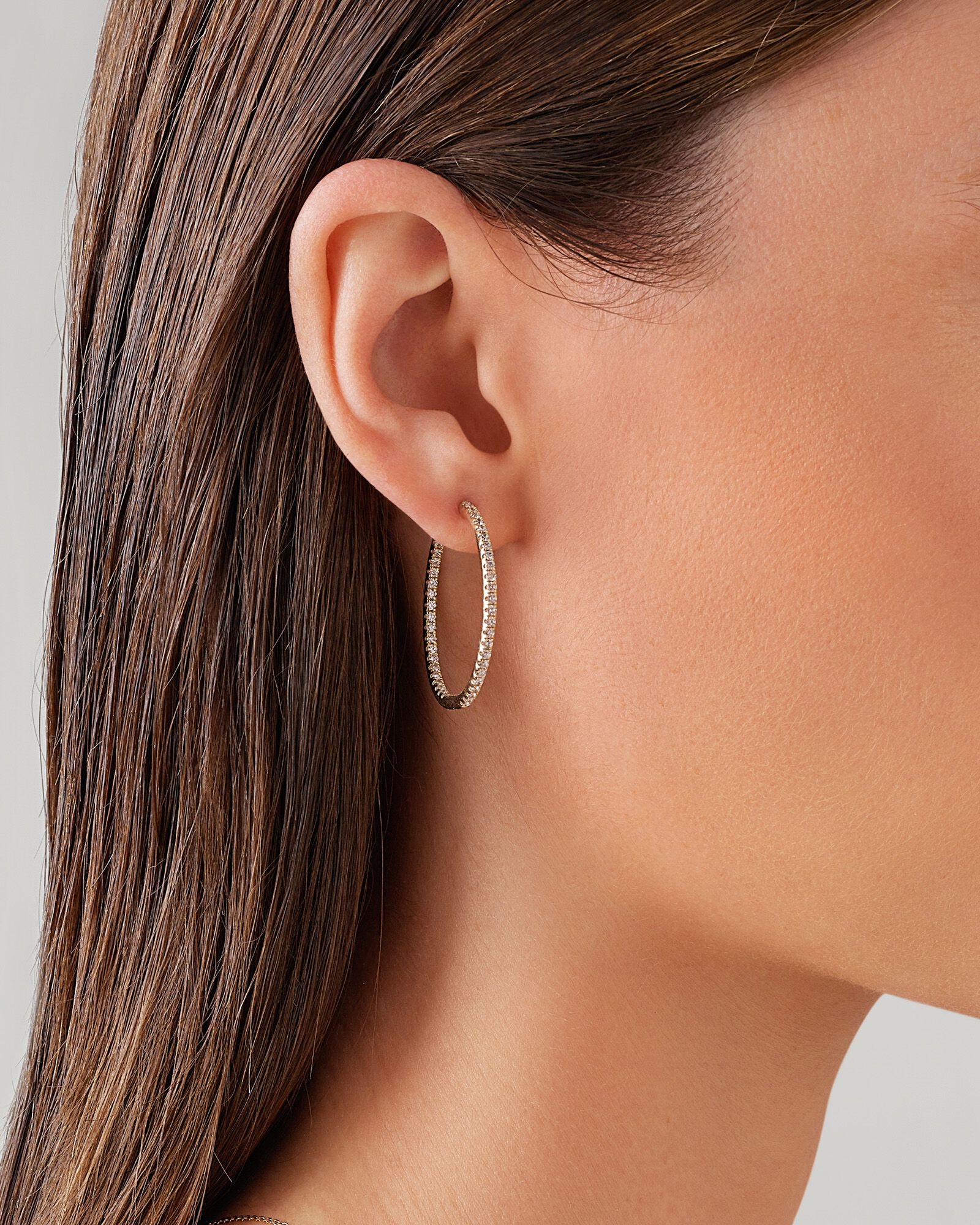 Hoop Earrings With 1.00 Carat TW of Diamonds Set 10kt Yellow Gold