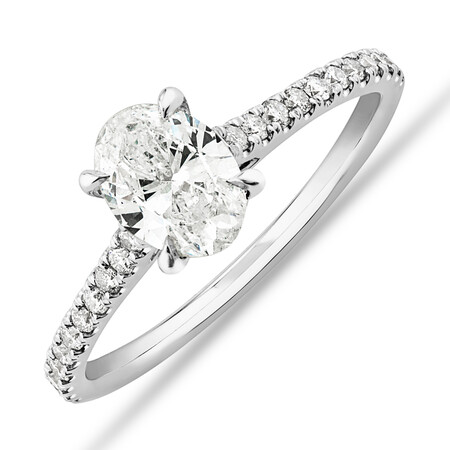 Oval Solitaire Engagement Ring with 1.12kt TW of Diamonds in 14ct White Gold