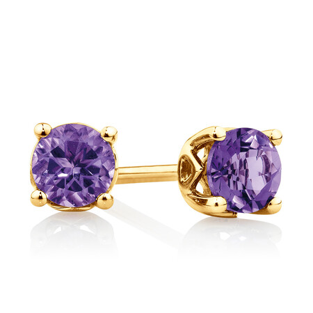 4mm Stud Earrings with Natural Amethyst in 10kt Yellow Gold