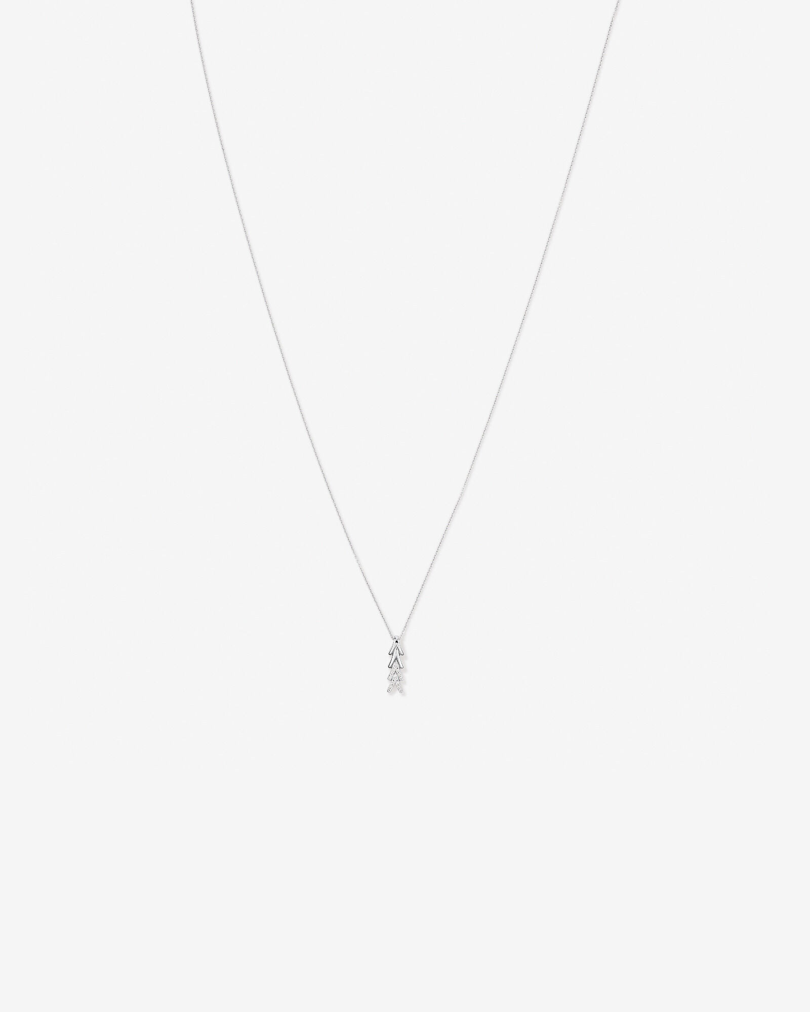 Cubic Zirconia Chevron Pendant Necklace in Sterling Silver