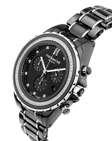 Unisex Chronograph Watch with 1/2 Carat TW of Diamonds in Black Ceramic & Stainless Steel Unisex Chronograph Watch with 1/2 Carat TW of Diamonds in Black Ceramic & Stainless Steel