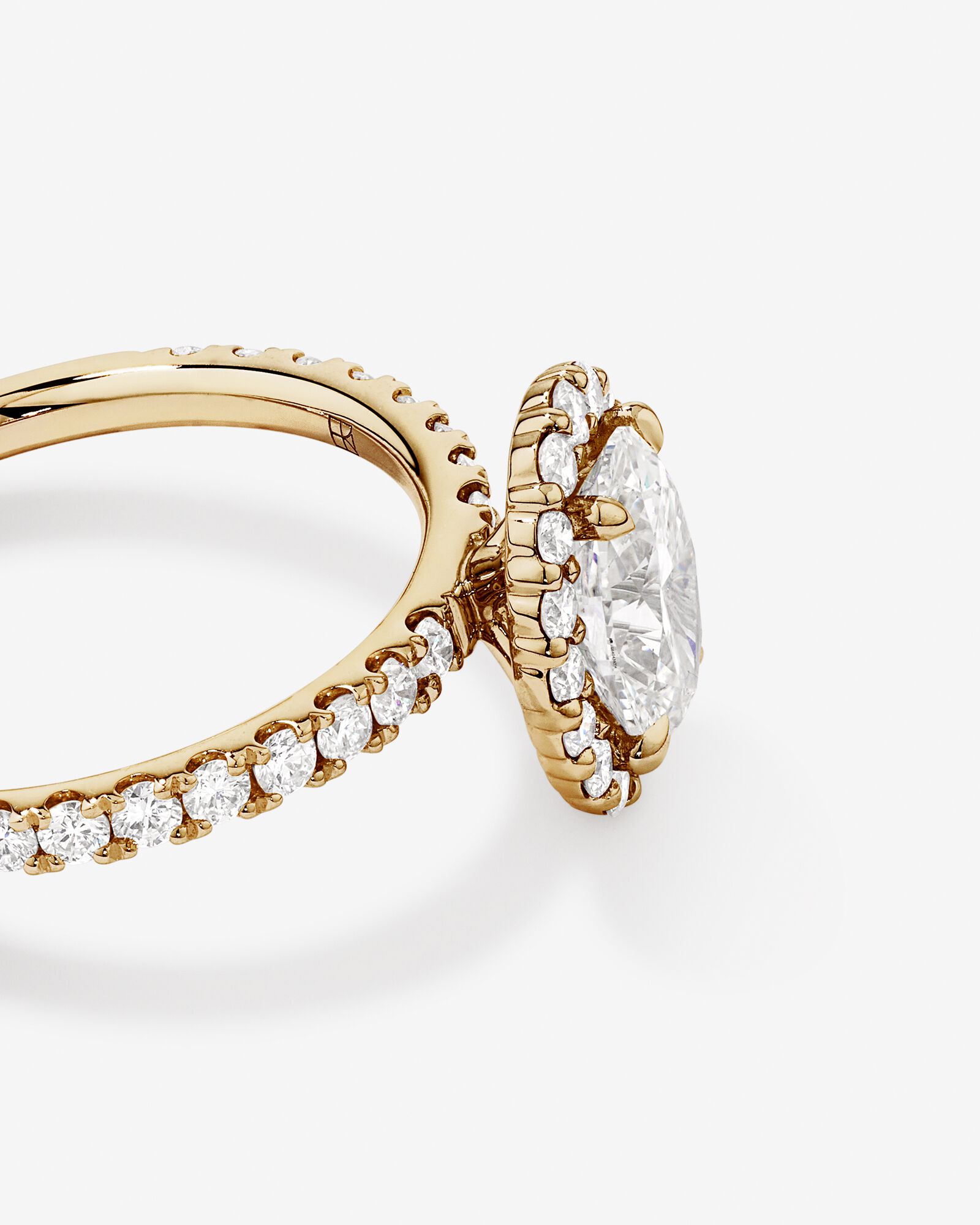 1.78 Carat TW Oval Laboratory-Grown Diamond Halo Engagement Ring in 14kt Yellow Gold