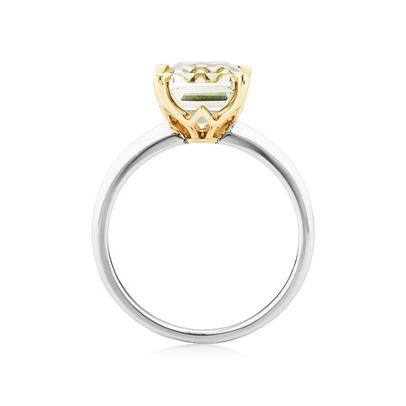 Natural Green Amethyst Ring in Sterling Silver & 10kt Yellow Gold Natural Green Amethyst Ring in Sterling Silver & 10kt Yellow Gold