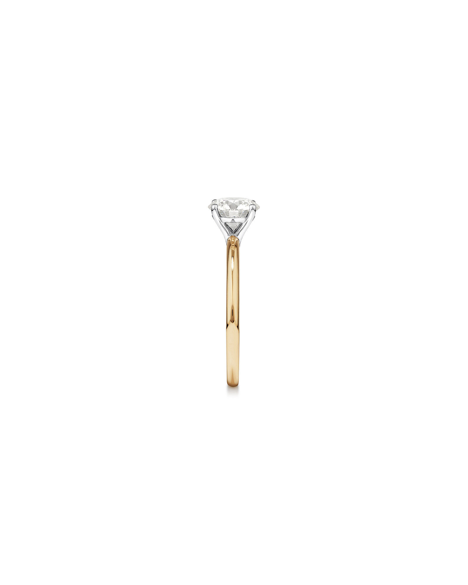 Bague De Fiançailles Solitaire En Diamant De Laboratoire Rond Brillant De 1,25 Carat Poids Total En Or Jaune Et Blanc 14 Carats