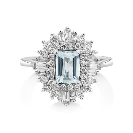Aquamarine Ring with 0.75 Carat of Diamonds in 10kt White Gold Aquamarine Ring with 0.75 Carat of Diamonds in 10kt White Gold
