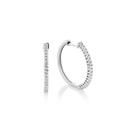 Hoop Earrings with 0.25 Carat TW Of Diamonds in 10kt White Gold Hoop Earrings with 0.25 Carat TW Of Diamonds in 10kt White Gold