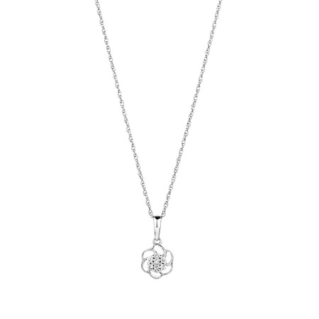 Flower Pendant with Diamonds in 10kt White Gold Flower Pendant with Diamonds in 10kt White Gold