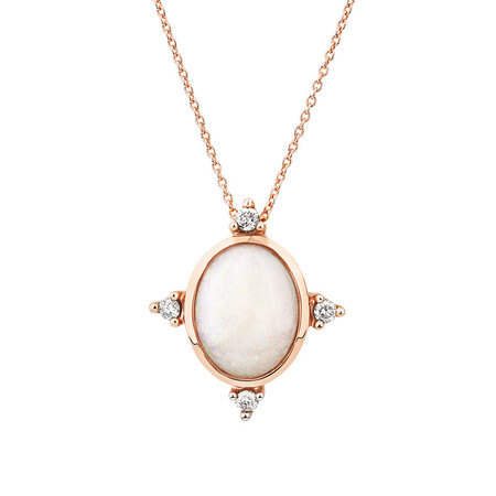 Pendant with Opal with Diamonds in 10kt Rose Gold