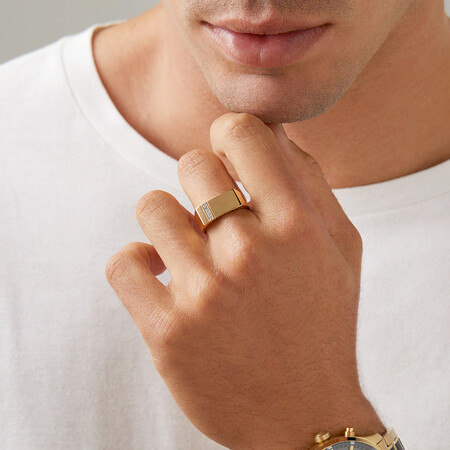 Men's Ring with 0.05 Carat TW of Diamonds In 10kt Yellow Gold Men's Ring with 0.05 Carat TW of Diamonds In 10kt Yellow Gold