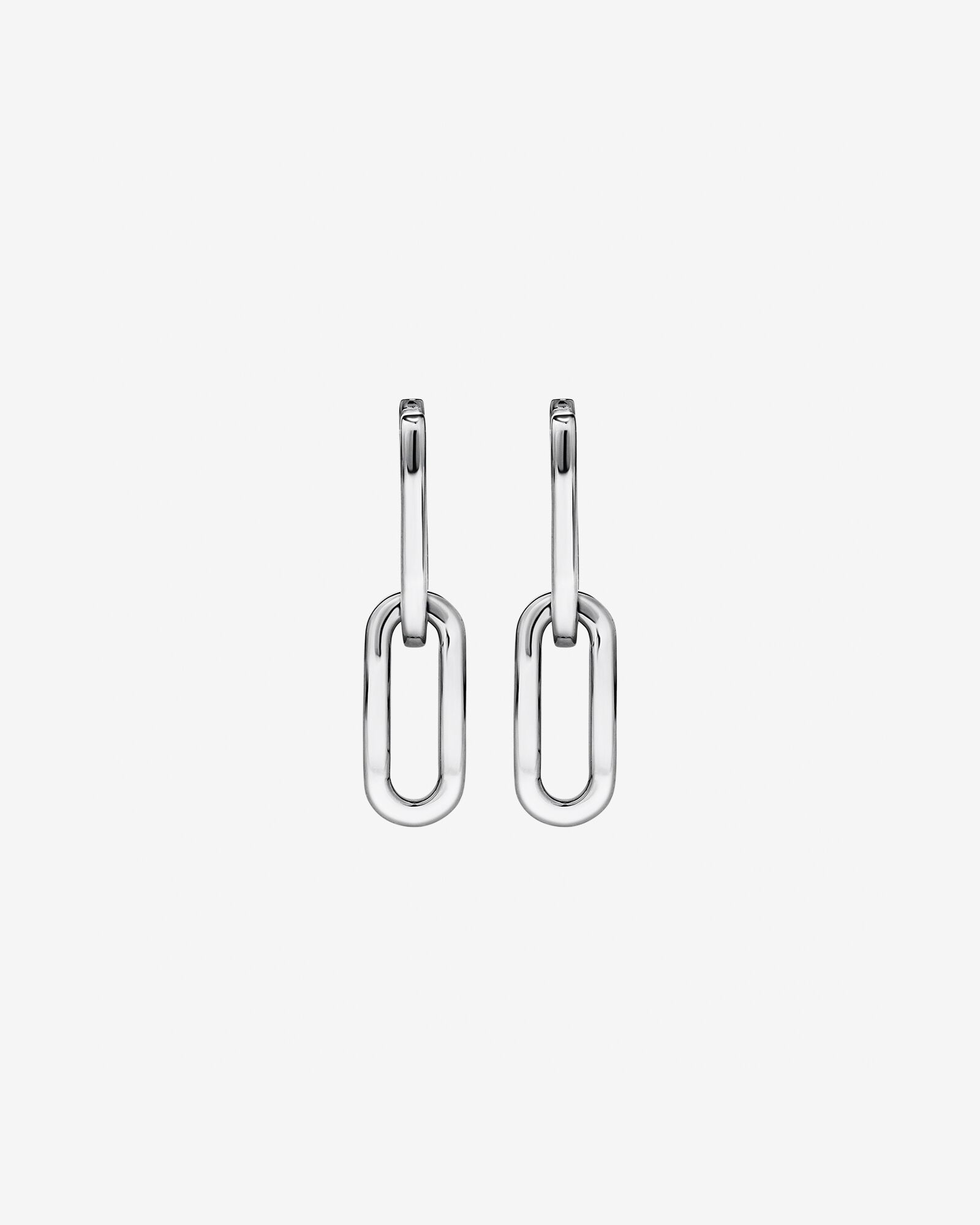 Paperclip Huggie Drop Earrings in Sterling Silver