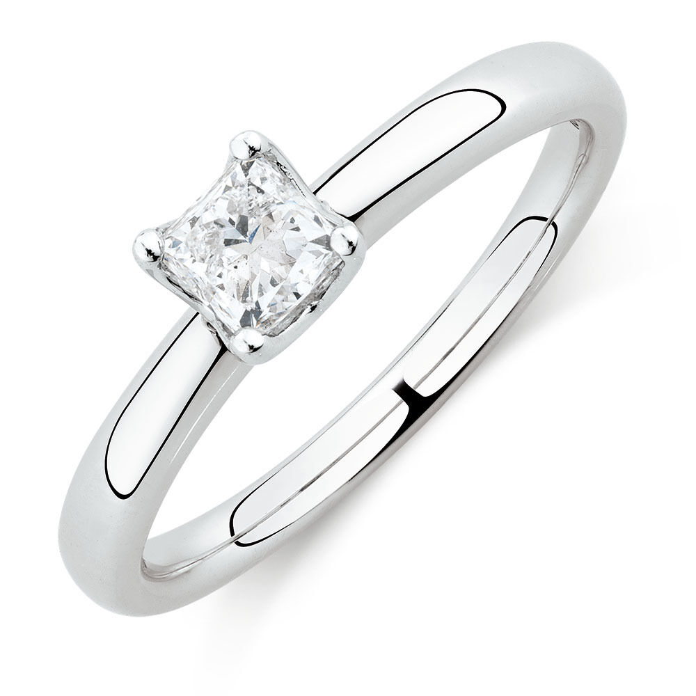 Whitefire Solitaire Engagement Ring with a 1/2 Carat TW Diamond In 18kt White & 22kt Yellow Gold