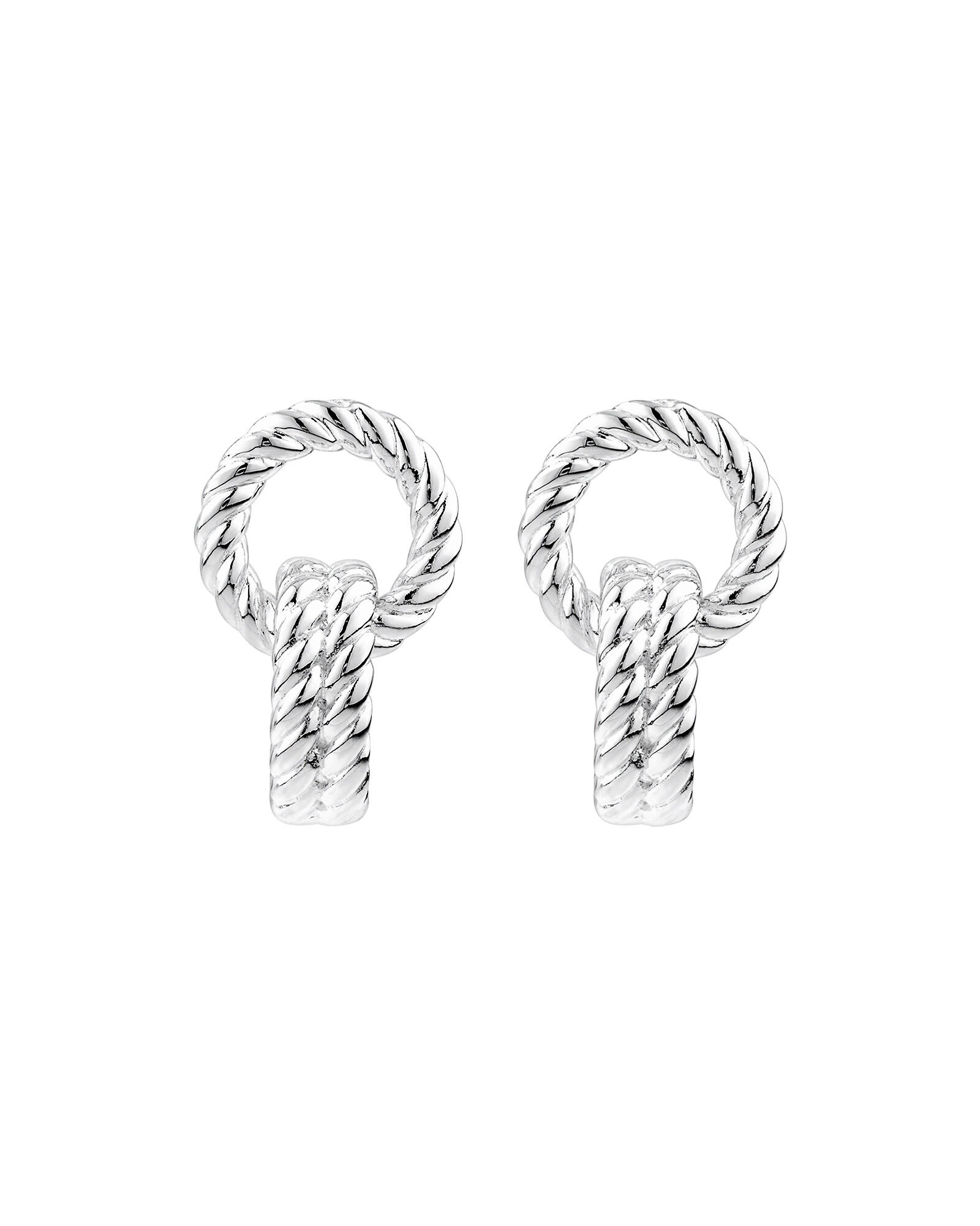 Rope Textured Earrings in Sterling Silver