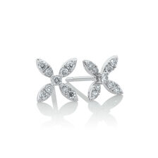 Flower Stud Earrings with 1/4 Carat TW of Diamonds in 10kt White Gold