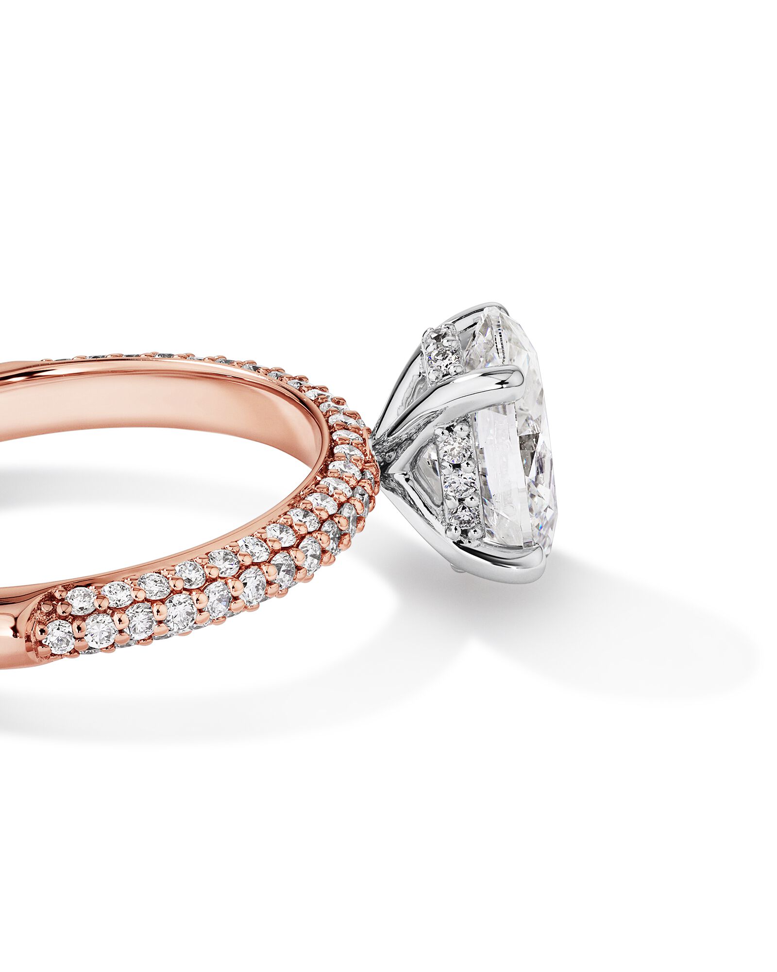 Bague de fiançailles TW de 1,95 carat en diamants de laboratoire en or rose et blanc 14 carats
