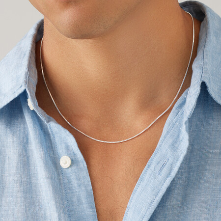 50cm (20") 1mm-1.5mm Width Box Chain in Sterling Silver 50cm (20") 1mm-1.5mm Width Box Chain in Sterling Silver