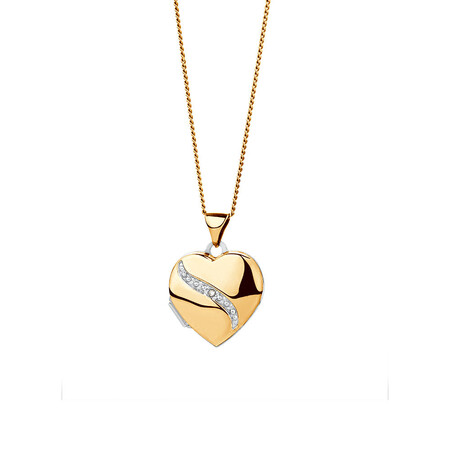 Heart Locket with Diamonds in 10kt Yellow Gold & Sterling Silver Heart Locket with Diamonds in 10kt Yellow Gold & Sterling Silver